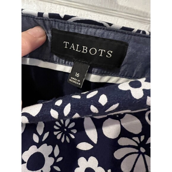 Talbots Skirt Womens Sz 16 Blue Floral Straight Casual Lined Coastal Romantic - Picture 3 of 6